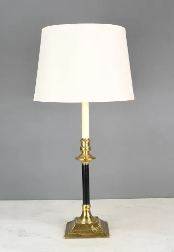 Single Candle Brass & Black Table Lamp