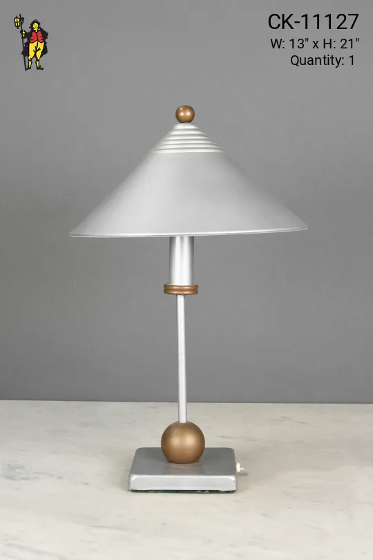 Post Modern Nickel & Brass Table Lamp