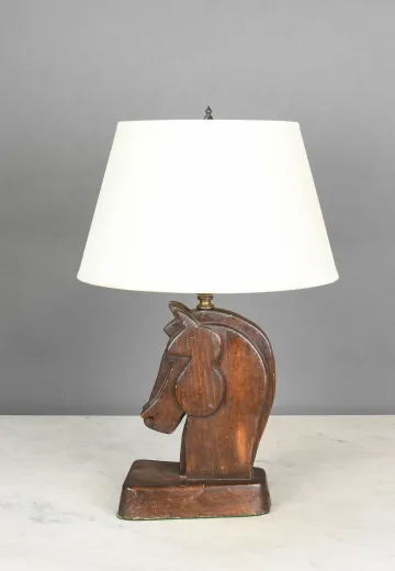 Wooden Horse Table Lamp