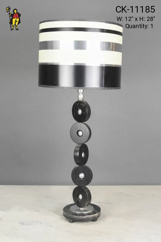 Modern Black Wooden Circle Table Lamp