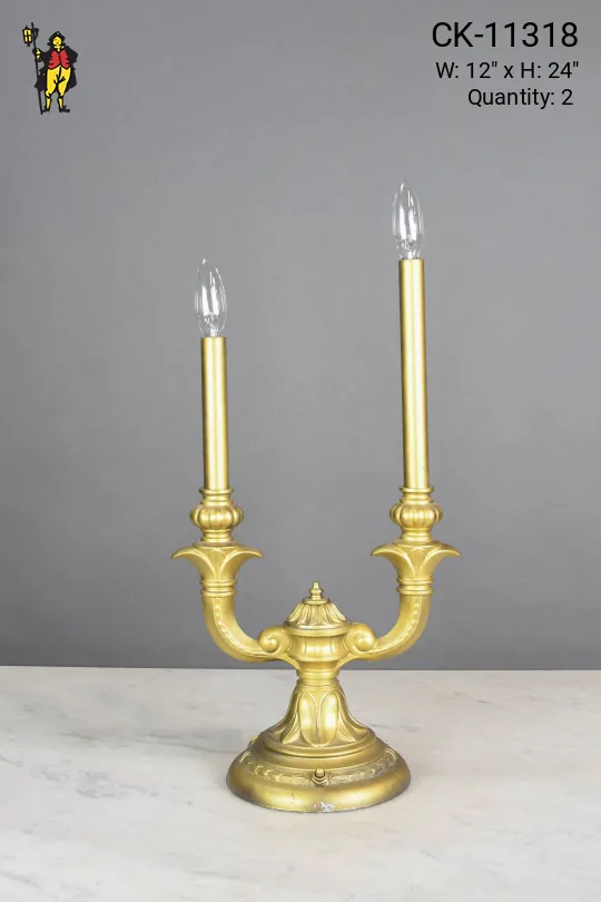 Two Candle Brass Table Candelabra