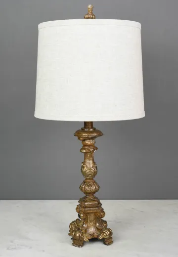 Footed Brass Table Lamp