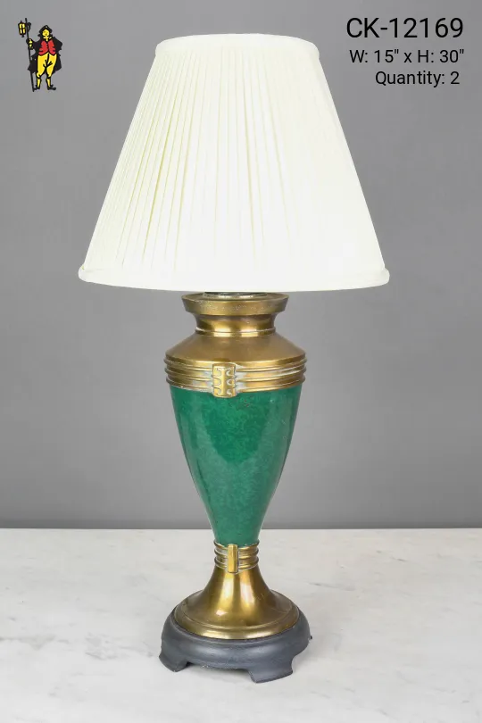 Green & Brass Footed Table Lamp
