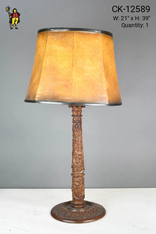 Wooden Carved Table Lamp