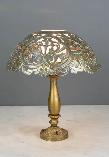 Metal Shaded Brass Table Lamp