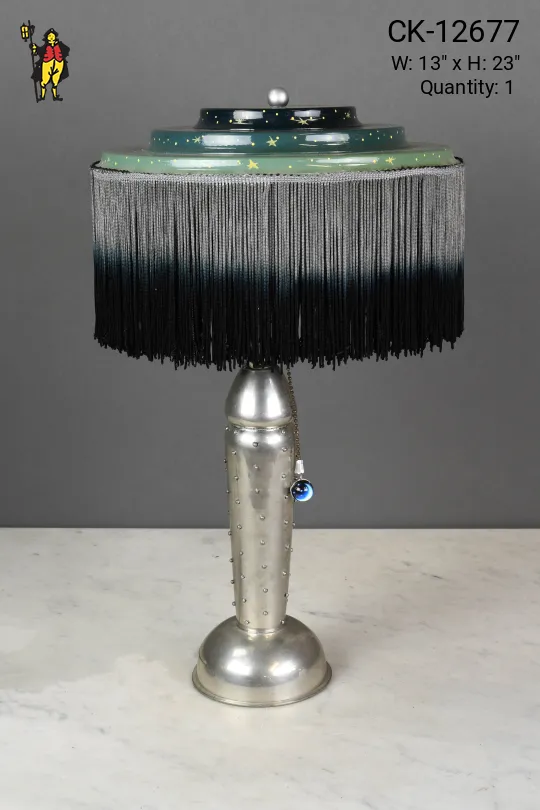 Mid Century Star Shaded Nickel Table Lamp
