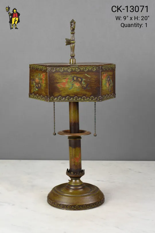 Metal Shaded Single Candle Table Lamp