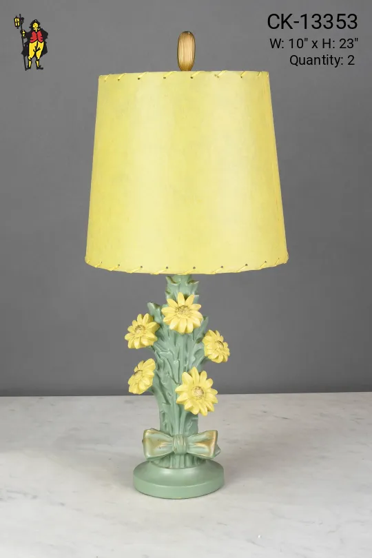 Green & Yellow Floral Ceramic Table Lamp