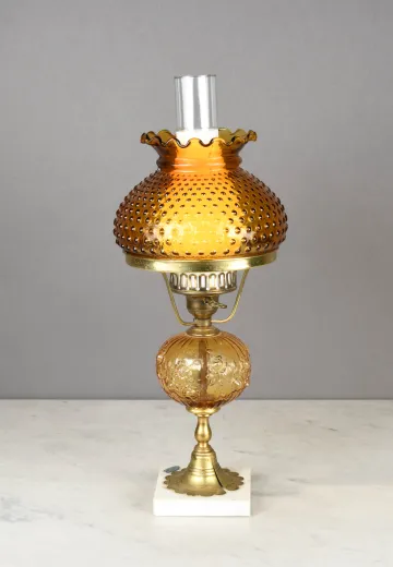 Victorian Amber Glass Table Lamp