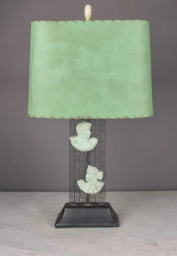 Iron Green Two Bust Table Lamp