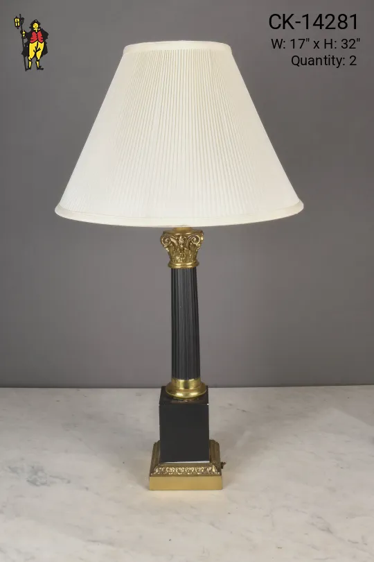 Black & Brass Column Table Lamp