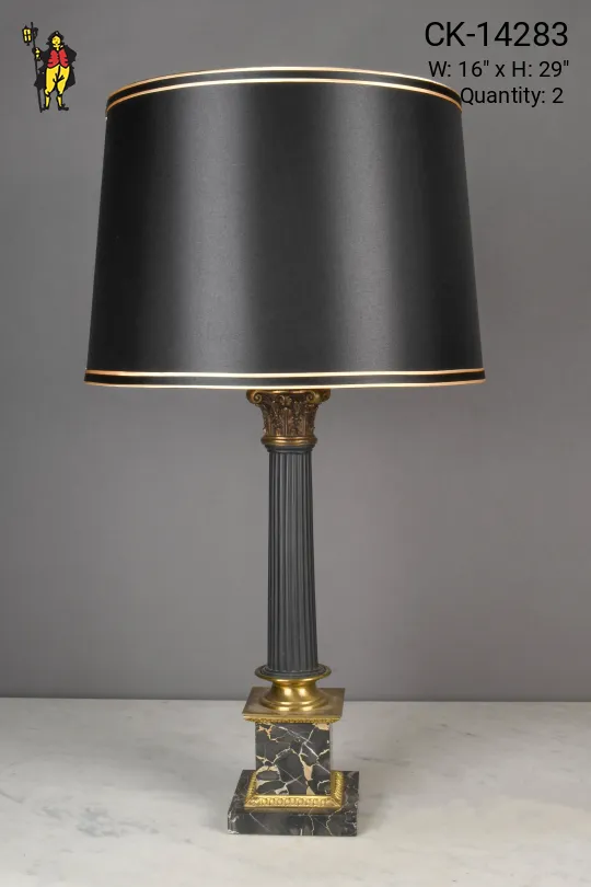 Black & Brass Column Table Lamp
