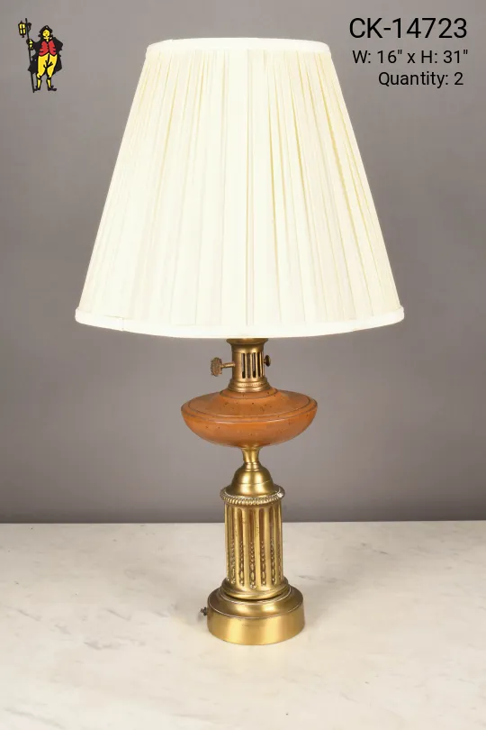 Wood & Brass Mid Century Table Lamp