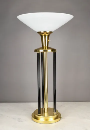 Black & Brass Torchiere Style Table Lamp