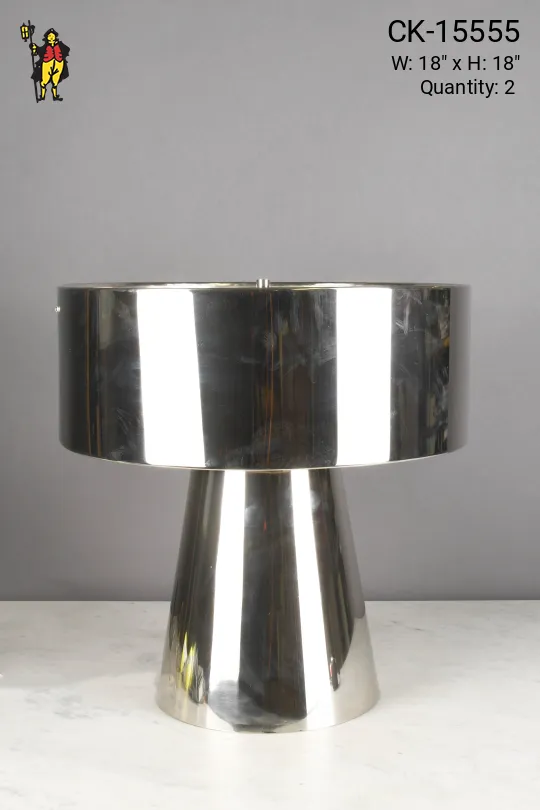 Chrome Oversize Metal Shaded Table Lamp