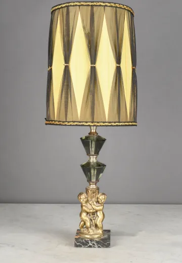 Brass & Glass Figure Table Lamp