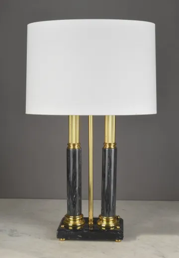 Black Marble & Brass Two Candle Bouliette Lamp