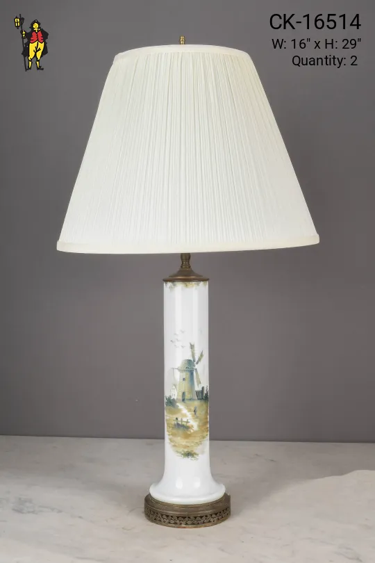 Painted Windmill Ceramic Table Lamp