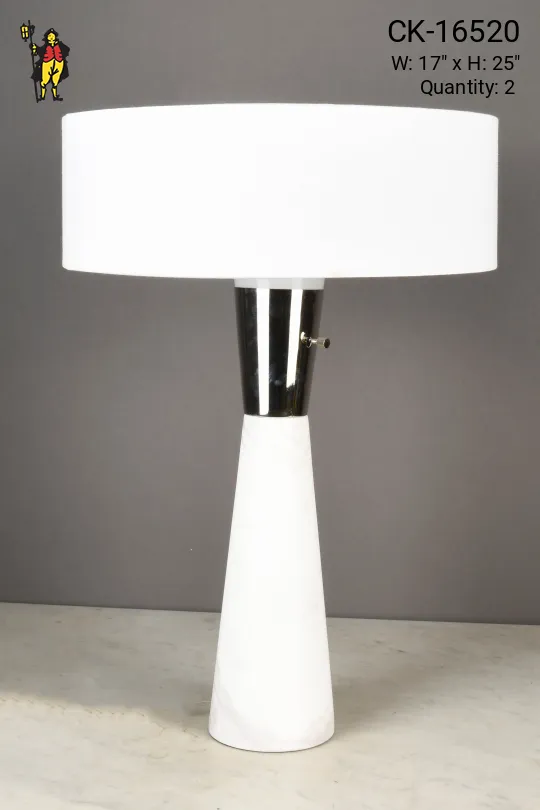 White Marbleized Modern Table Lamp