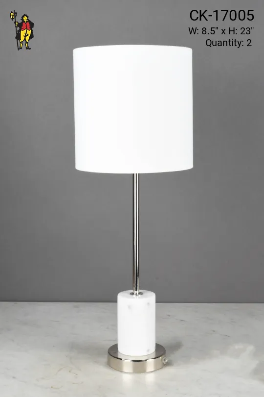 Marble Base & Nickel Modern Table Lamp