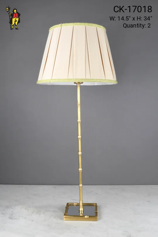 Brass "Bamboo" Table Lamp w/Mirrored Base