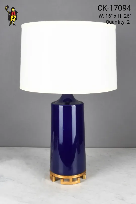 Blue Ceramic w/Brass Painted Accent Table Lamp