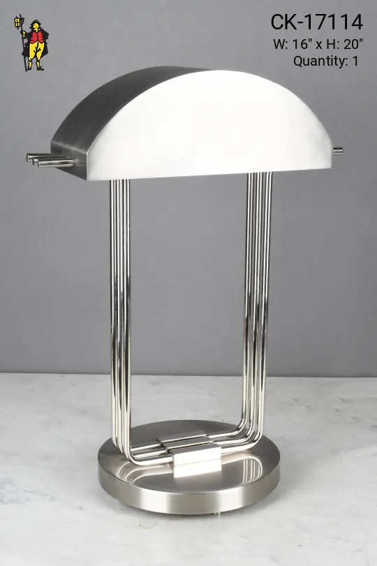 Brushed Nickel Metal Shaded Desk Lamp