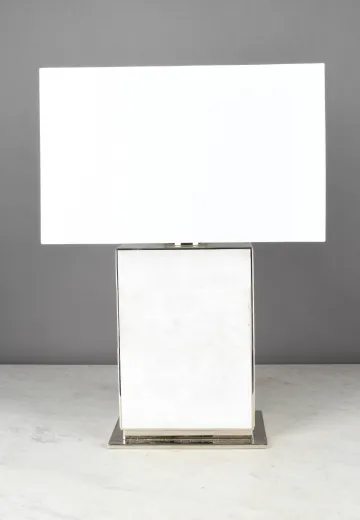 Marble & Polished Nickel Rectangular Modern Table Lamp