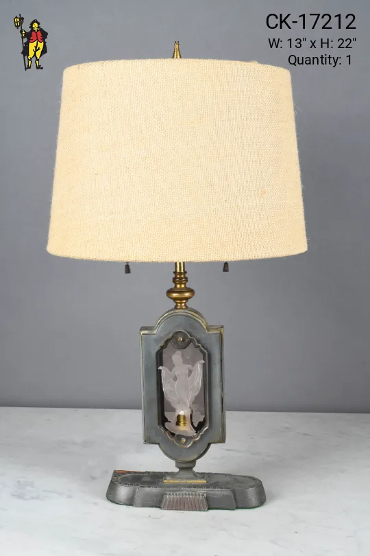 Metal Table Lamp w/Etched Glass Table Lamp