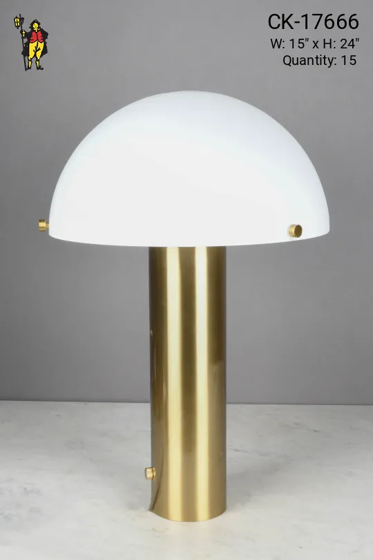 Mid Century Modern Brass Table Lamp w/Glass Shade