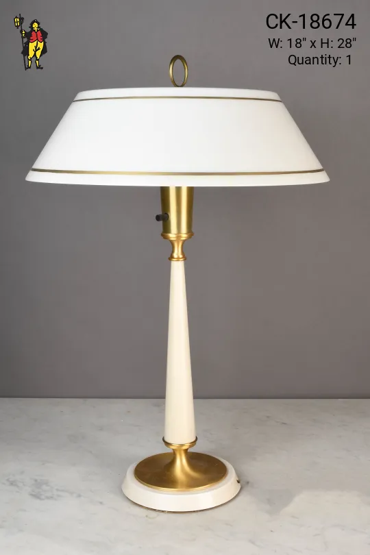 White w/Gold Accent Mid Century Table Lamp