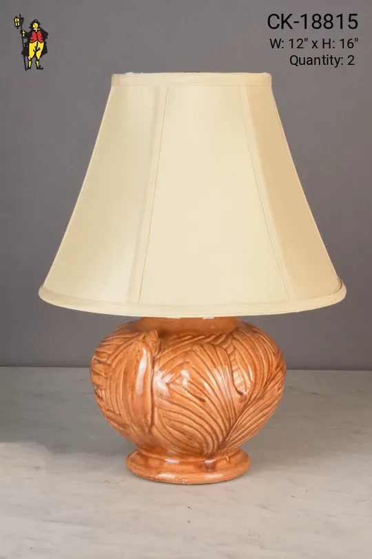 Painted Orange Ceramic Table Lamp
