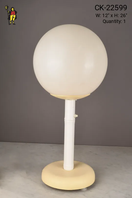 White Plastic Globe Shaded Table Lamp