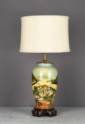 Painted Landscape Scene Table Lamp