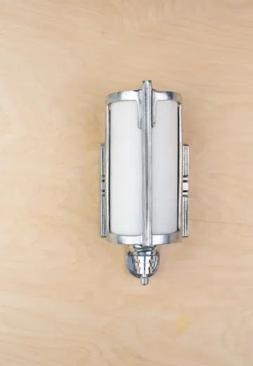 Nickel & Frosted Glass Wall Sconce