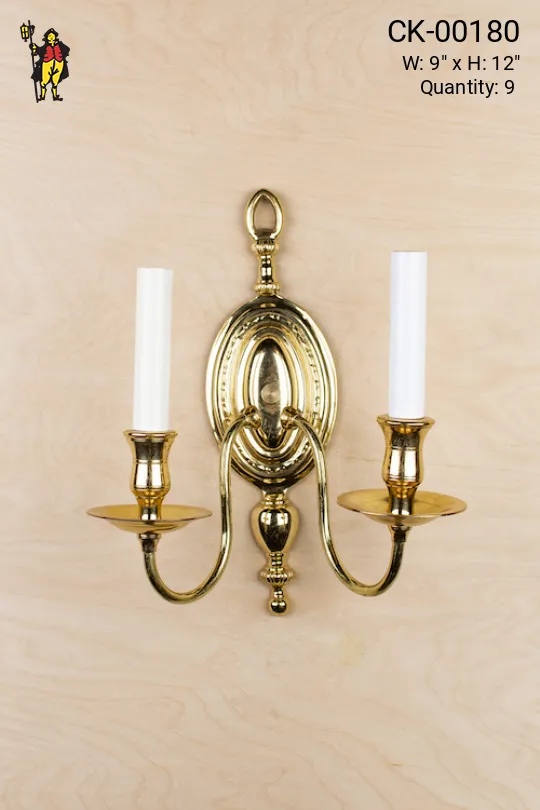 Two Light Polished Brass Wall Sconce