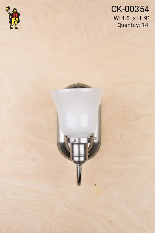 One Light Nickel Wall Sconce w/Frosted Shade