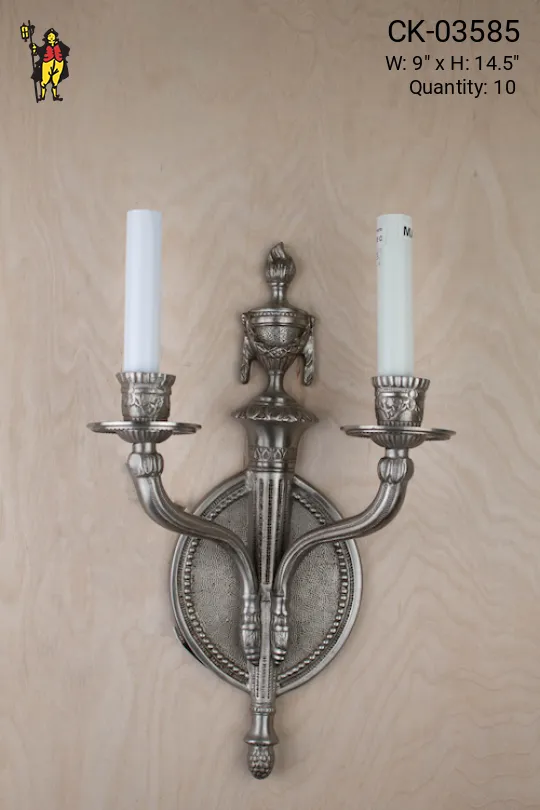 Silver Two Candle Wall Sconce