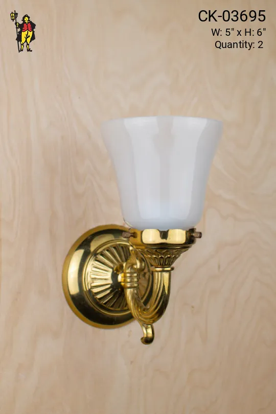 One Light Brass Wall Sconce w/Frosted Glass Shade