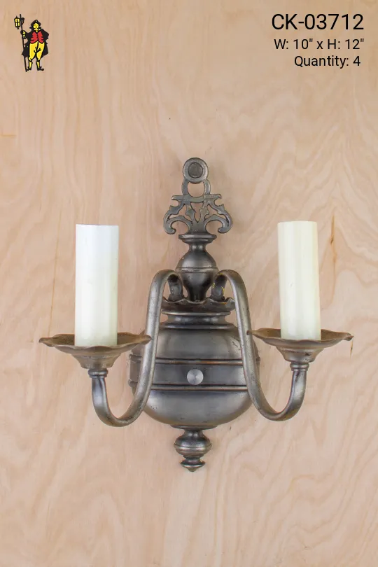 Two Candle Silver Wall Sconce
