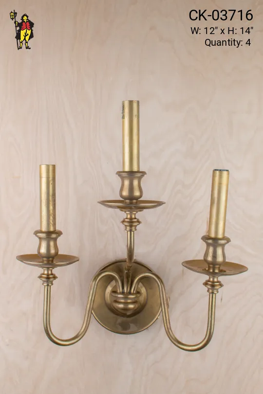 Three Candle Mid-Century Wall Sconce