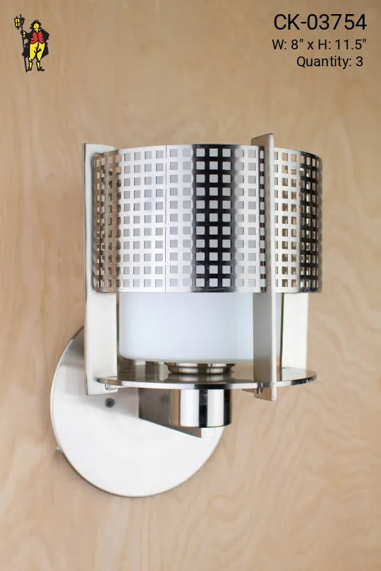 Polished Nickel & Frosted Glass Wall Sconce