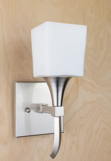 Contemporary Torch Wall Sconce w/Frosted Glass Shade
