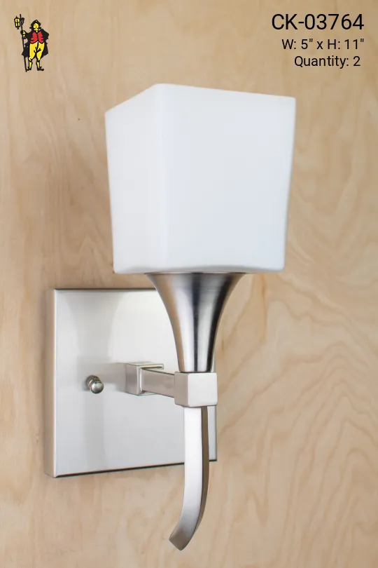 Contemporary Torch Wall Sconce w/Frosted Glass Shade