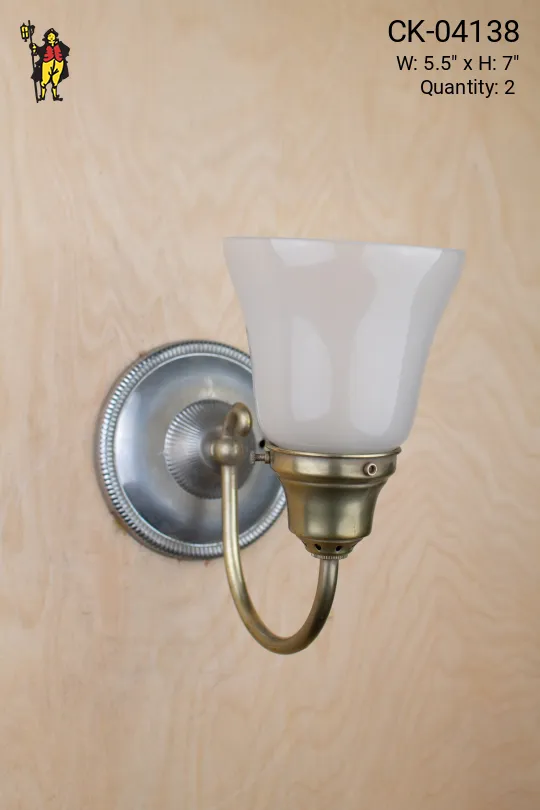Silver One Light Curved Arm Wall Sconce
