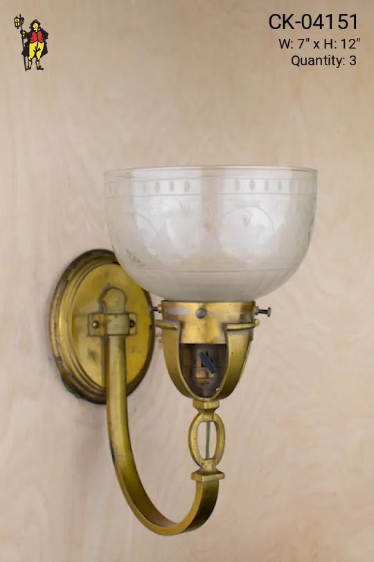 Brass Curved Arm Wall Sconce