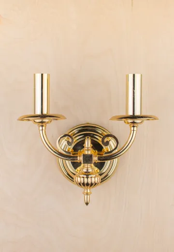 Polished Brass Two Candle Wall Sconce