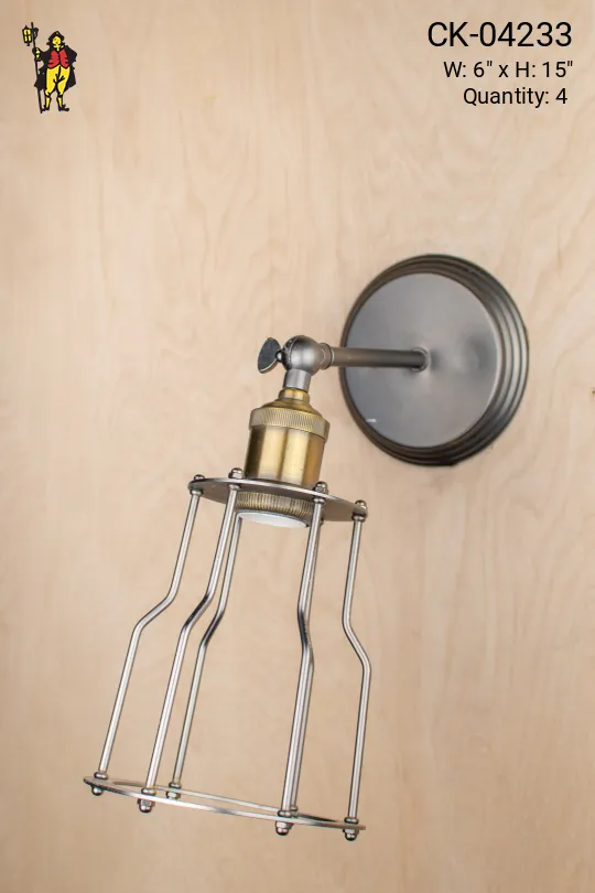 Industrial Adjustable Caged Wall Sconce