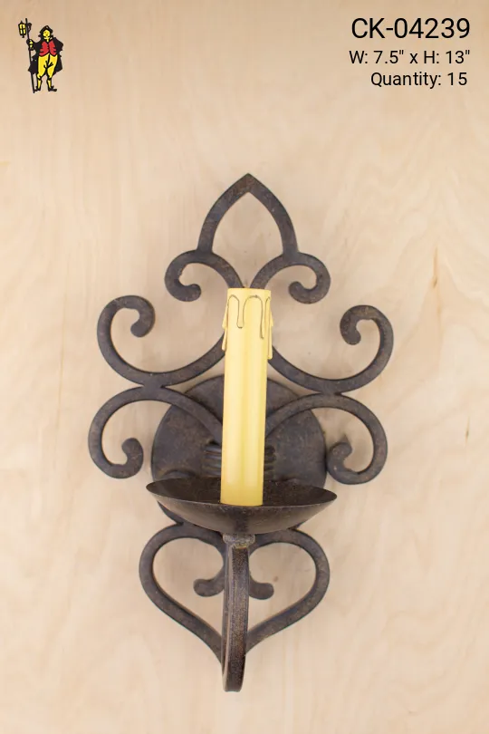 Wrought Iron Gothic Single Candle Wall Sconce