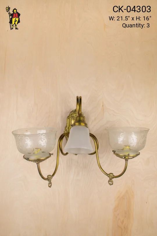 Three Light Mixed Brass Wall Sconce